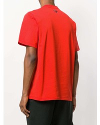 rotes bedrucktes T-Shirt mit einem Rundhalsausschnitt von MSGM