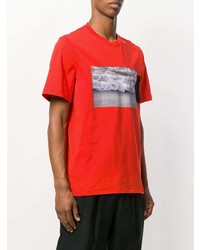 rotes bedrucktes T-Shirt mit einem Rundhalsausschnitt von MSGM