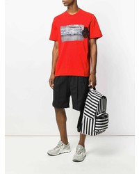 rotes bedrucktes T-Shirt mit einem Rundhalsausschnitt von MSGM