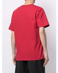 rotes bedrucktes T-Shirt mit einem Rundhalsausschnitt von A Bathing Ape