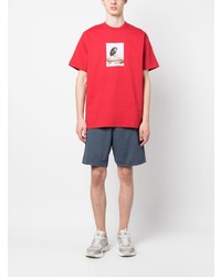 rotes bedrucktes T-Shirt mit einem Rundhalsausschnitt von Carhartt WIP