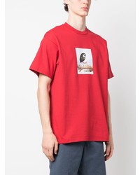 rotes bedrucktes T-Shirt mit einem Rundhalsausschnitt von Carhartt WIP