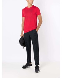 rotes bedrucktes T-Shirt mit einem Rundhalsausschnitt von Armani Exchange