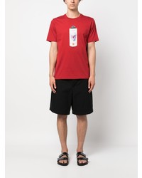 rotes bedrucktes T-Shirt mit einem Rundhalsausschnitt von PS Paul Smith