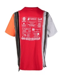 rotes bedrucktes T-Shirt mit einem Rundhalsausschnitt von Needles