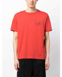 rotes bedrucktes T-Shirt mit einem Rundhalsausschnitt von PS Paul Smith