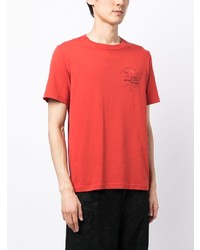 rotes bedrucktes T-Shirt mit einem Rundhalsausschnitt von PS Paul Smith