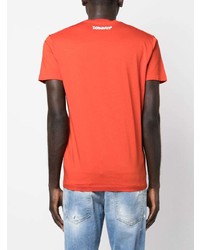 rotes bedrucktes T-Shirt mit einem Rundhalsausschnitt von DSQUARED2