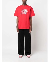 rotes bedrucktes T-Shirt mit einem Rundhalsausschnitt von MSGM