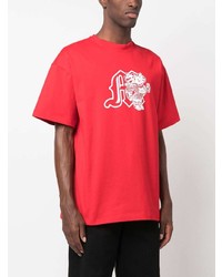 rotes bedrucktes T-Shirt mit einem Rundhalsausschnitt von MSGM