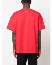 rotes bedrucktes T-Shirt mit einem Rundhalsausschnitt von MSGM