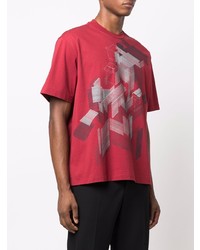 rotes bedrucktes T-Shirt mit einem Rundhalsausschnitt von Z Zegna