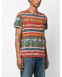 rotes bedrucktes T-Shirt mit einem Rundhalsausschnitt von Ralph Lauren RRL