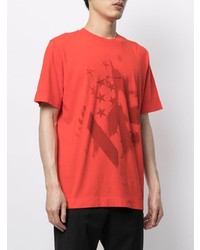 rotes bedrucktes T-Shirt mit einem Rundhalsausschnitt von 1017 Alyx 9Sm