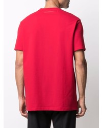 rotes bedrucktes T-Shirt mit einem Rundhalsausschnitt von Karl Lagerfeld