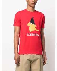 rotes bedrucktes T-Shirt mit einem Rundhalsausschnitt von Iceberg