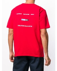 rotes bedrucktes T-Shirt mit einem Rundhalsausschnitt von Undercover