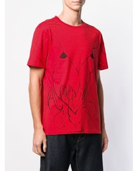 rotes bedrucktes T-Shirt mit einem Rundhalsausschnitt von Dust