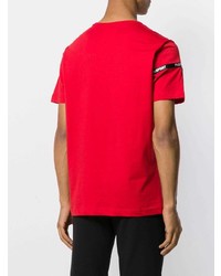 rotes bedrucktes T-Shirt mit einem Rundhalsausschnitt von Plein Sport