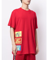 rotes bedrucktes T-Shirt mit einem Rundhalsausschnitt von DSQUARED2