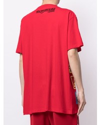 rotes bedrucktes T-Shirt mit einem Rundhalsausschnitt von DSQUARED2