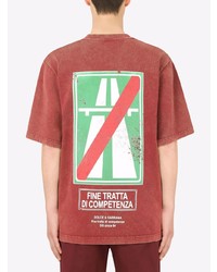 rotes bedrucktes T-Shirt mit einem Rundhalsausschnitt von Dolce & Gabbana