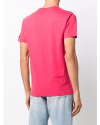 rotes bedrucktes T-Shirt mit einem Rundhalsausschnitt von MC2 Saint Barth