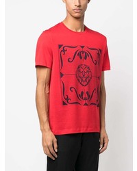 rotes bedrucktes T-Shirt mit einem Rundhalsausschnitt von Billionaire