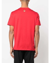 rotes bedrucktes T-Shirt mit einem Rundhalsausschnitt von Billionaire