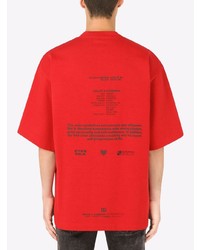 rotes bedrucktes T-Shirt mit einem Rundhalsausschnitt von Dolce & Gabbana