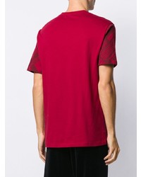 rotes bedrucktes T-Shirt mit einem Rundhalsausschnitt von Versace Collection