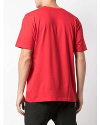 rotes bedrucktes T-Shirt mit einem Rundhalsausschnitt von Supreme