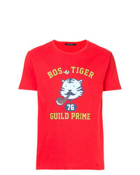 rotes bedrucktes T-Shirt mit einem Rundhalsausschnitt von GUILD PRIME