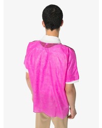 rotes bedrucktes T-Shirt mit einem Rundhalsausschnitt von Raf Simons