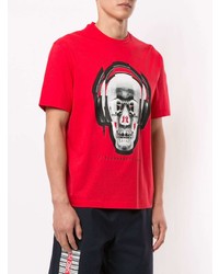 rotes bedrucktes T-Shirt mit einem Rundhalsausschnitt von Blackbarrett