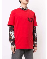 rotes bedrucktes T-Shirt mit einem Rundhalsausschnitt von MSGM