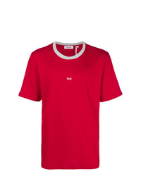 rotes bedrucktes T-Shirt mit einem Rundhalsausschnitt von Helmut Lang