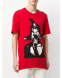 rotes bedrucktes T-Shirt mit einem Rundhalsausschnitt von Lost & Found Ria Dunn