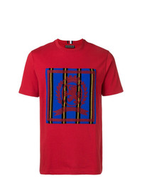 rotes bedrucktes T-Shirt mit einem Rundhalsausschnitt von Hilfiger Collection
