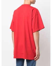 rotes bedrucktes T-Shirt mit einem Rundhalsausschnitt von Balenciaga