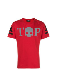 rotes bedrucktes T-Shirt mit einem Rundhalsausschnitt von Hydrogen