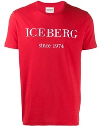 rotes bedrucktes T-Shirt mit einem Rundhalsausschnitt von Iceberg