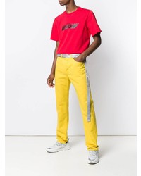 rotes bedrucktes T-Shirt mit einem Rundhalsausschnitt von MSGM