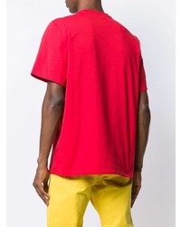 rotes bedrucktes T-Shirt mit einem Rundhalsausschnitt von MSGM