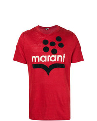 rotes bedrucktes T-Shirt mit einem Rundhalsausschnitt von Isabel Marant
