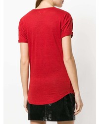 rotes bedrucktes T-Shirt mit einem Rundhalsausschnitt von Isabel Marant Etoile