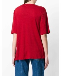 rotes bedrucktes T-Shirt mit einem Rundhalsausschnitt von Isabel Marant Etoile