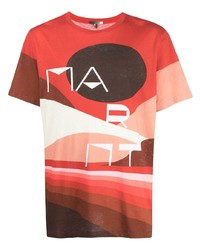 rotes bedrucktes T-Shirt mit einem Rundhalsausschnitt von Isabel Marant Étoile