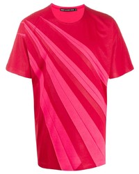 rotes bedrucktes T-Shirt mit einem Rundhalsausschnitt von Issey Miyake
