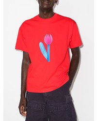 rotes bedrucktes T-Shirt mit einem Rundhalsausschnitt von Jacquemus